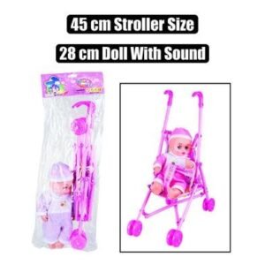 Baby doll 28cm w/sound & stroller