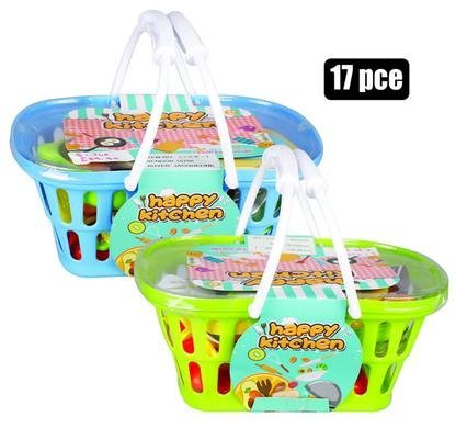Playset kitchen in basket 17pc