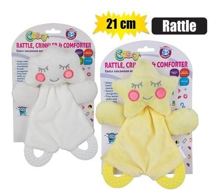 Baby plush rattle comforter & crinkle