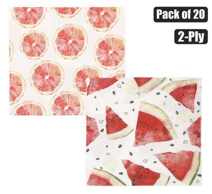 Serviettes 2ply 33cm 20pc fruit