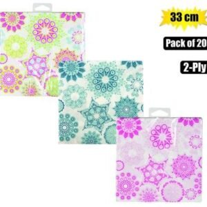 Serviettes 2ply 33cm 20pc rainbow