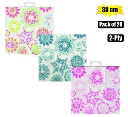 Serviettes 2ply 33cm 20pc rainbow