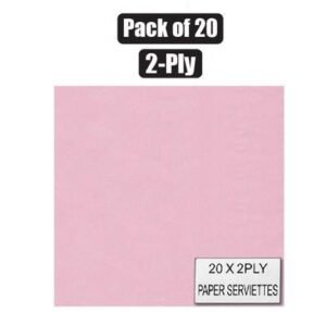 Serviettes 2ply 33cm 20pc plain pink
