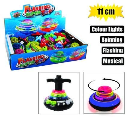 Novelty flashing spinning top 11cm