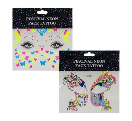 Sticker tattoo face festival neon