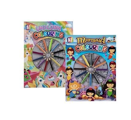 Book colouring girl w/pencils asstd