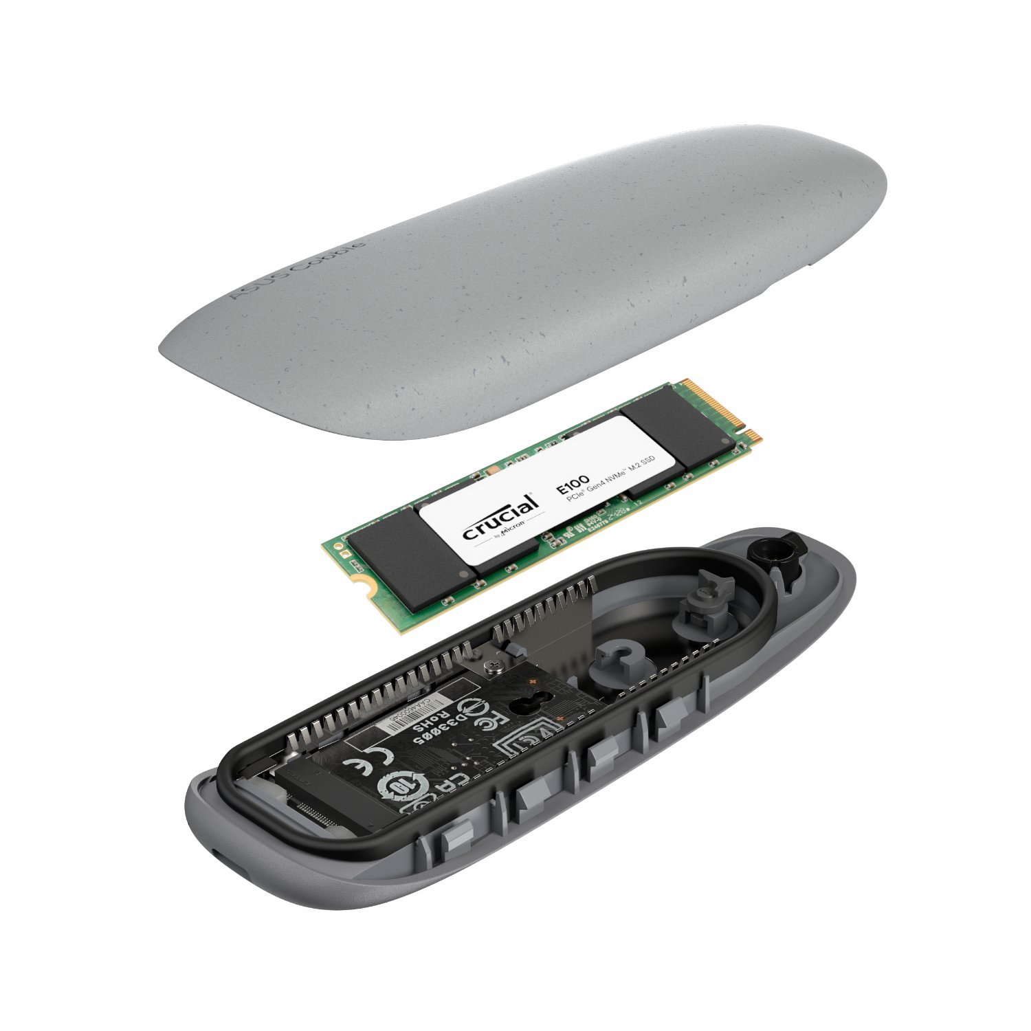 Asus Cobble M.2 SSD Type-C Enclosure and Crucial E100 2TB NVMe Bundle - Grey - Image 5