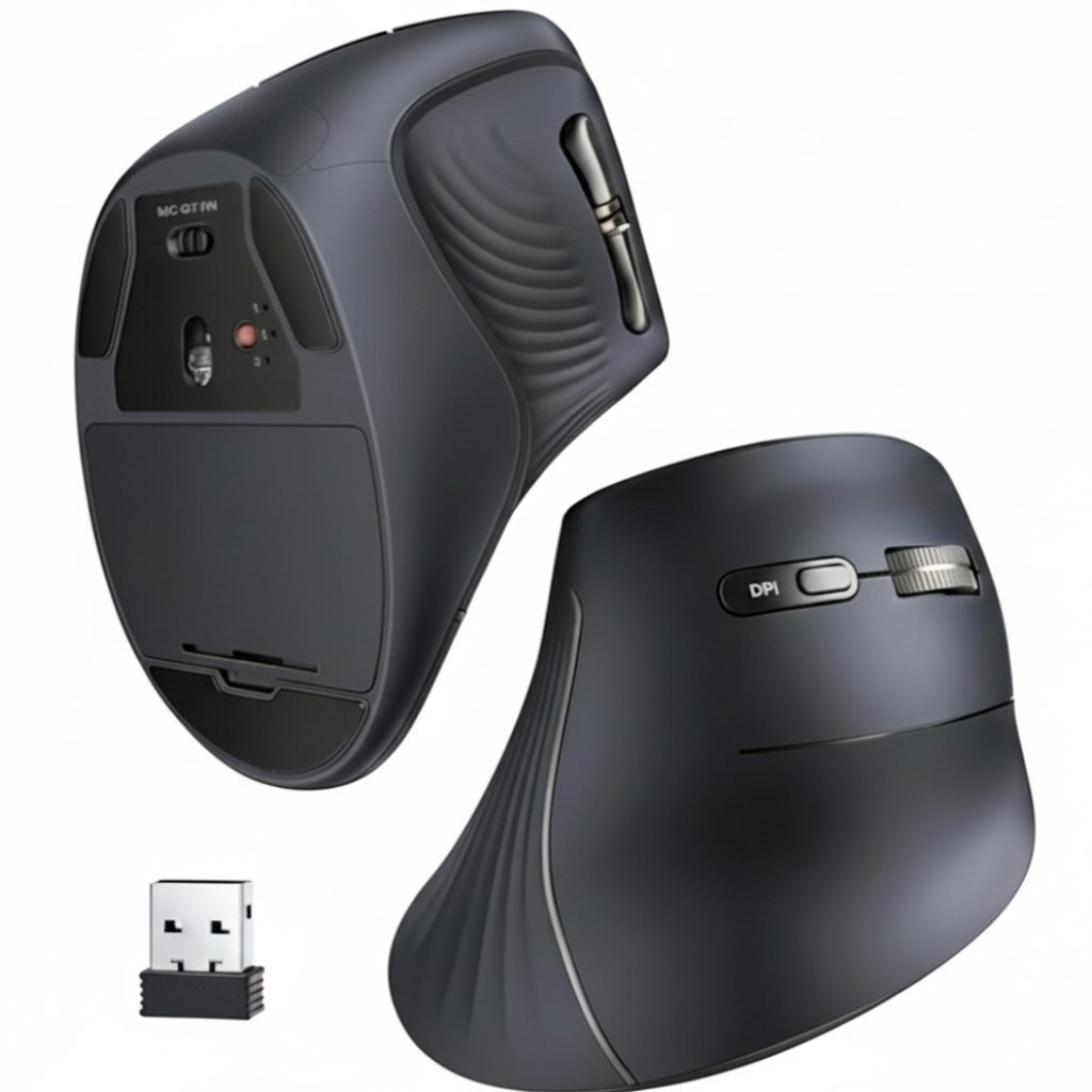 UGreen Multi-Mode Vertical Mouse Bluetooth and 2.4G Wireless–Black - Image 3