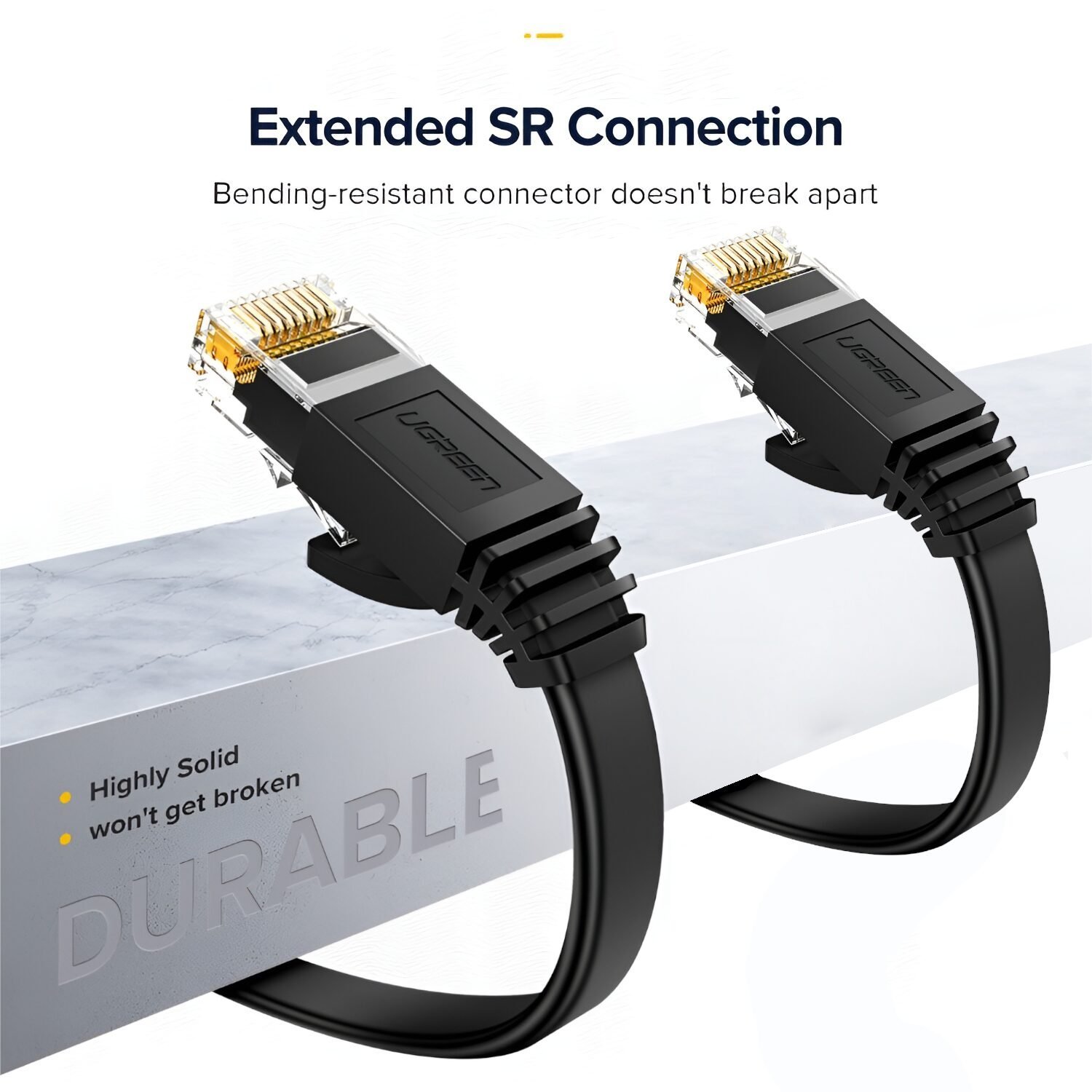 UGREEN NW102 Cat6 U/UTP Flat Ethernet Cable 5m - Black - Image 4