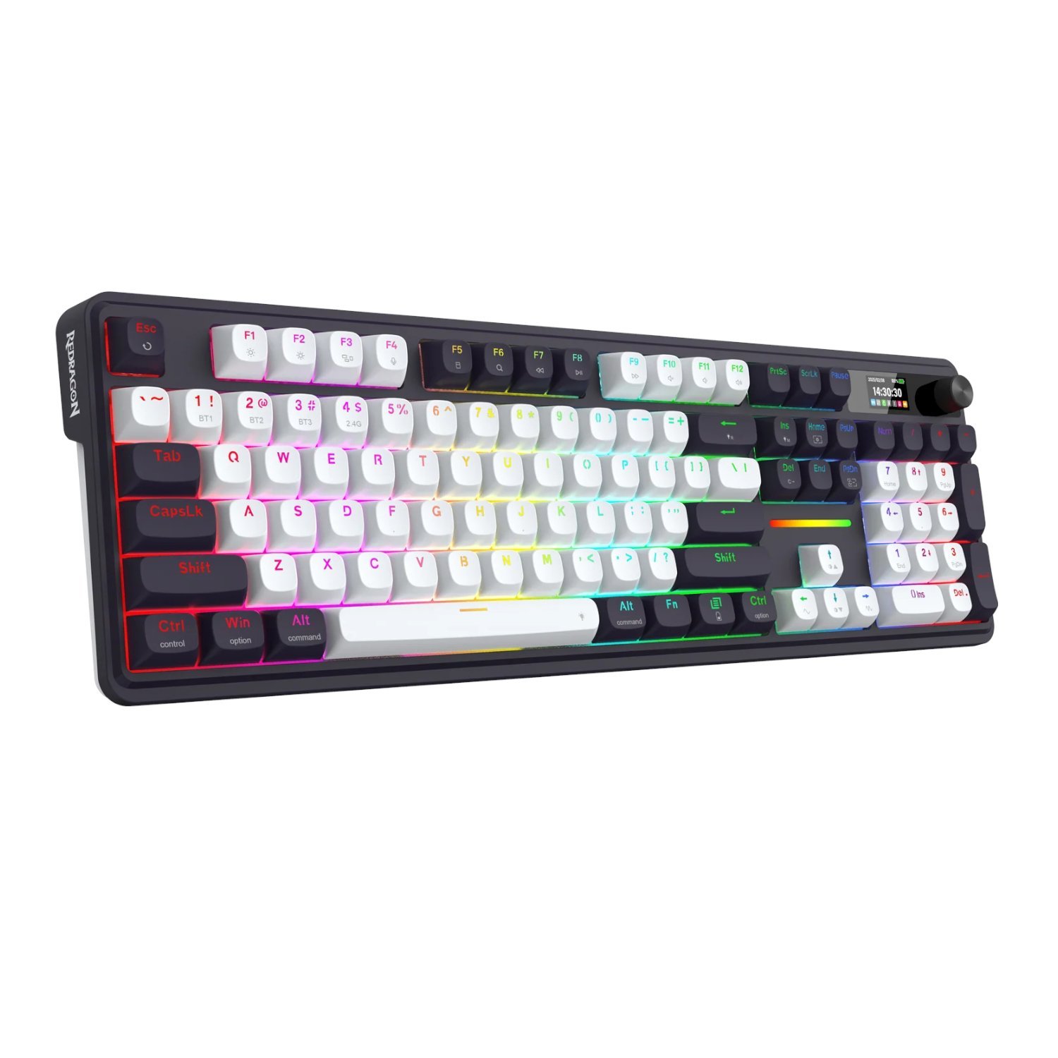 Redragon K762WB-RGB-PRO LCD Full-size Gasket Mechanical Keyboard - Black