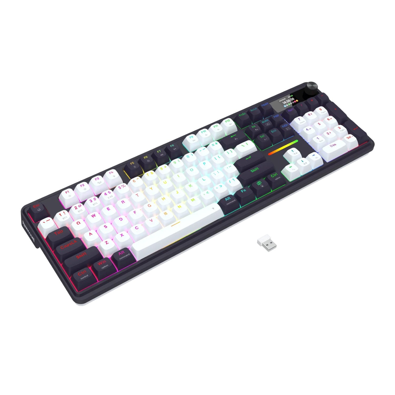 Redragon K762WB-RGB-PRO LCD Full-size Gasket Mechanical Keyboard - Black - Image 2