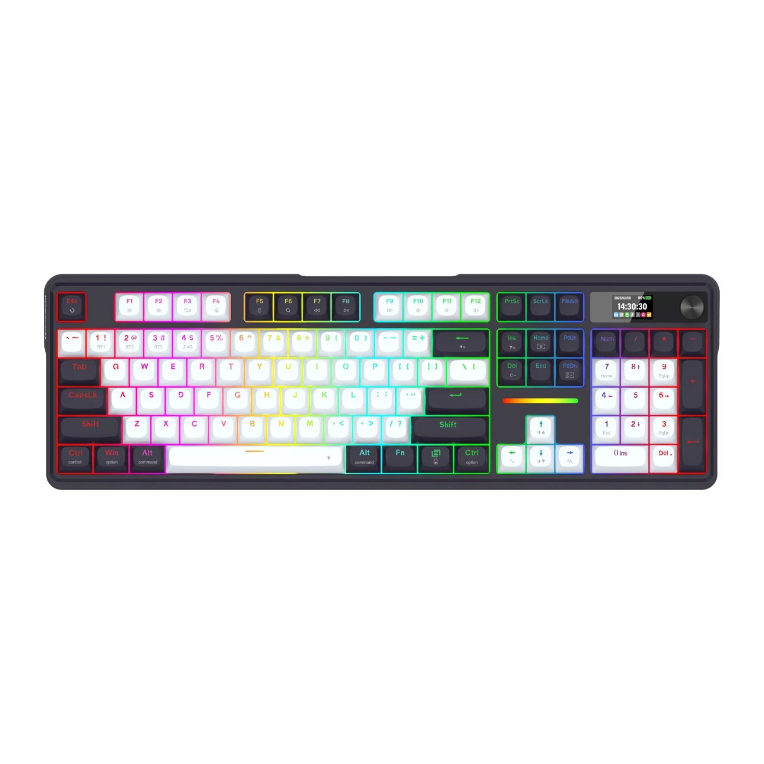 Redragon K762WB-RGB-PRO LCD Full-size Gasket Mechanical Keyboard - Black - Image 3